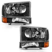 Load image into Gallery viewer, ANZO 2000-2004 Ford Excursion Crystal Headlight w/ Corner Light Black Amber (w/o Bulb) Headlights ANZO
