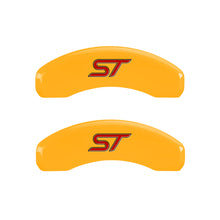 Load image into Gallery viewer, MGP 4 Caliper Covers Engraved Front &amp; Rear No Bolts/St Yellow Finish Black Char 2018 Ford Fusion Caliper Covers MGP

