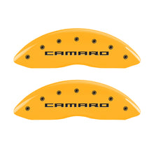 Load image into Gallery viewer, MGP 4 Caliper Covers Engraved Front &amp; Rear Gen 5/Camaro Yellow finish black ch Caliper Covers MGP
