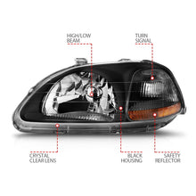 Load image into Gallery viewer, ANZO 1996-1998 Honda Civic Crystal Headlights Black Headlights ANZO
