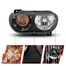 Load image into Gallery viewer, ANZO 2008-2014 Dodge Challenger Crystal Headlights Black Headlights ANZO
