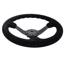 Load image into Gallery viewer, NRG Reinforced Steering Wheel (350mm / 3in. Deep) Blk Suede/Blk Bball Stitch w/5mm Matte Black Spoke Steering Wheels NRG
