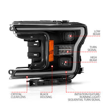 Load image into Gallery viewer, ANZO 18-20 Ford F-150 (w/o Fctry LED) Full LED Proj Headlights w/Light Bar Swtchbk Seq. Black w/Init Headlights ANZO
