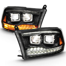 Load image into Gallery viewer, ANZO 2009-2018 Dodge Ram 1500 Led Projector Plank Style Switchback H.L Halo Black Amber (OE Style) Headlights ANZO
