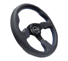 Load image into Gallery viewer, NRG Reinforced Steering Wheel (320mm) Black Leather w/Blue Stitching Steering Wheels NRG
