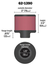 Load image into Gallery viewer, K&amp;N 1.25in Flange ID x 3in OD x 2.5in H Rubber Base Crankcase Vent Filter Air Filters - Universal Fit K&amp;N Engineering   
