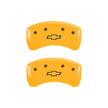 Load image into Gallery viewer, MGP 4 Caliper Covers Engraved Front &amp; Rear Bowtie Yellow finish black ch Caliper Covers MGP

