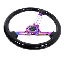 Load image into Gallery viewer, NRG Reinforced Steering Wheel (350mm / 3in. Deep) Blk Wood w/Blk Matte Spoke/Neochrome Center Mark Steering Wheels NRG
