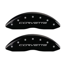 Load image into Gallery viewer, MGP 4 Caliper Covers Engraved Front &amp; Rear C6/Corvette Black finish silver ch Caliper Covers MGP
