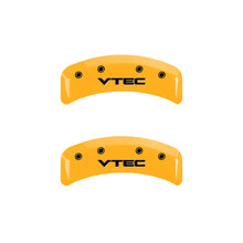 Load image into Gallery viewer, MGP 4 Caliper Covers Engraved Front &amp; Rear Vtech Yellow Finish Black Char 2003 Honda Element Caliper Covers MGP   
