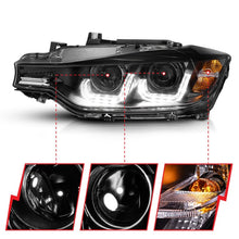 Load image into Gallery viewer, ANZO 2012-2015 BMW 3 Series Projector Headlights w/ U-Bar Black Headlights ANZO

