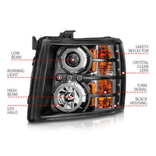 Load image into Gallery viewer, ANZO 2007-2013 Chevrolet Silverado 1500 Projector Headlights w/ Halo Black Headlights ANZO
