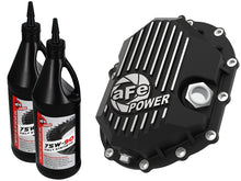 Load image into Gallery viewer, AFE Power 11-18 GM 2500-3500 AAM 9.25 Axle Front Diff Cover Black Machined w/ 2 Qts 75w90 Oil Diff Covers aFe
