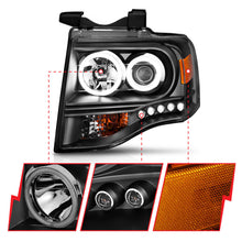 Load image into Gallery viewer, ANZO 2007-2014 Ford Expedition Projector Headlights w/ Halo Black Headlights ANZO
