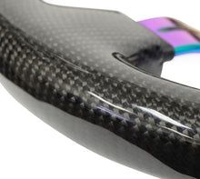 Load image into Gallery viewer, NRG Carbon Fiber Steering Wheel (350mm / 1.5in. Deep) Neochrome 3-Spoke Design w/Slit Cuts Steering Wheels NRG
