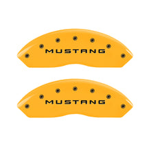 Load image into Gallery viewer, MGP 4 Caliper Covers Engraved Front Mustang Engraved Rear 50 Yellow finish black ch Caliper Covers MGP
