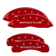 Load image into Gallery viewer, MGP 4 Caliper Covers Engraved Front &amp; Rear Magnum Red finish silver ch Caliper Covers MGP

