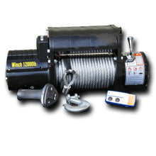 Load image into Gallery viewer, DV8 Offroad 12000 LB Winch w/ Steel Cable &amp; Wireless Remote - Black Winch Kit DV8 Offroad

