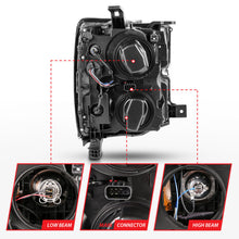Load image into Gallery viewer, ANZO 2015-2016 Chevrolet Silverado Projector Headlights w/ Plank Style Design Black w/ Amber Headlights ANZO
