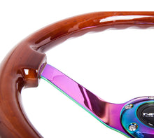 Load image into Gallery viewer, NRG Reinforced Steering Wheel (350mm / 3in. Deep) Classic Dark Wood w/4mm Neochrome Solid 3-Spoke Steering Wheels NRG
