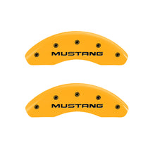 Load image into Gallery viewer, MGP 4 Caliper Covers Engraved Front Mustang Rear Sn95/Gt Yellow Finish Black Char 1997 Ford Mustang Caliper Covers MGP
