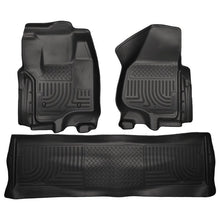Load image into Gallery viewer, Husky Liners 2012.5 Ford SD Crew Cab WeatherBeater Combo Black Floor Liners (w/o Manual Trans Case) Floor Mats - Rubber Husky Liners
