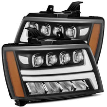 Load image into Gallery viewer, AlphaRex 07-13 Chevy Avalanche NOVA LED Proj Headlights Plank Style Matte Black w/Activ Light/DRL Headlights AlphaRex
