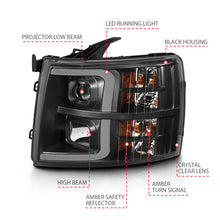 Load image into Gallery viewer, ANZO 07-13 Chevrolet Silverado 3500 Projector Headlights - Black Amber Headlights ANZO
