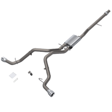 Load image into Gallery viewer, QTP 14-18 Chevy Silverado 1500 4.8L/5.3L EC/CC SB 304SS Scrmr Cat-Back Rear Split Exit w/4.5in Tips Catback QTP
