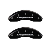 Load image into Gallery viewer, MGP 4 Caliper Covers Engraved Front &amp; Rear Impala Black finish silver ch Caliper Covers MGP
