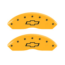 Load image into Gallery viewer, MGP 4 Caliper Covers Engraved Front &amp; Rear Bowtie Yellow finish black ch Caliper Covers MGP
