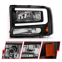 Load image into Gallery viewer, ANZO 99-04 Ford F250/F350/F450/Excursion (excl. 99) Crystal Headlights - w/ Light Bar Black Housing Headlights ANZO
