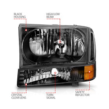 Load image into Gallery viewer, ANZO 2000-2004 Ford Excursion Crystal Headlights Black Headlights ANZO
