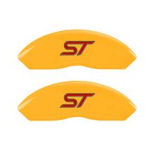 Load image into Gallery viewer, MGP 4 Caliper Covers Engraved Front &amp; Rear No bolts/ST Yellow finish black ch Caliper Covers MGP
