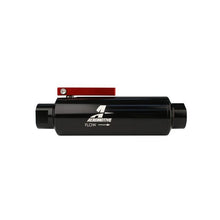 Load image into Gallery viewer, Aeromotive AER12331 Aeromotive In-Line AN-10 Filter w/Shutoff Valve 100 Micron SS Element - Black Anodize Finish
