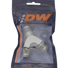 Load image into Gallery viewer, DeatschWerks 8AN Male Flare + 8AN Male Flare to 10AN Male Flare Y Block Fitting Distribution Blocks DeatschWerks
