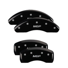 Load image into Gallery viewer, MGP 4 Caliper Covers Engraved Front &amp; Rear MGP Black Finish Silver Char 2018 Hyundai Santa Fe Sport Caliper Covers MGP
