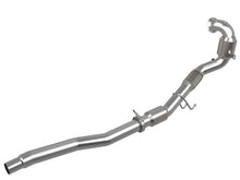 Load image into Gallery viewer, aFe AFE48-36411-1YC aFe Power Twisted Steel Down Pipe 3in 304 Stainless Steel w/ Cat 15-18 VW Golf R MKVII L4-2.0L (t)
