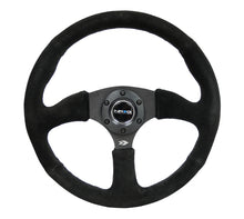 Load image into Gallery viewer, NRG Reinforced Steering Wheel (350mm / 2.5in. Deep) Blk Suede Comfort Grip w/5mm Matte Blk Spokes Steering Wheels NRG
