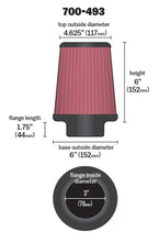Load image into Gallery viewer, Airaid AIR700-493 Airaid Universal Air Filter - Cone 3 x 6 x 4 5/8 x 6
