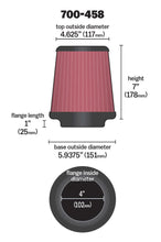 Load image into Gallery viewer, Airaid AIR700-458 Airaid Universal Air Filter - Cone 4 x 7 x 4 5/8 x 7 w/ Short Flange
