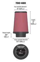 Load image into Gallery viewer, Airaid AIR700-469 Airaid Universal Air Filter - Cone 6 x 7 1/4 x 5 x 9
