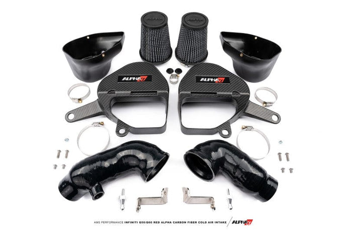 AMS AMSALP.28.08.0001-2 AMS Performance Infiniti Q50/Q60 Red Alpha Matte Carbon Intake Kit