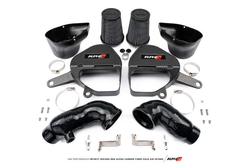 AMS AMSALP.28.08.0001-2 AMS Performance Infiniti Q50/Q60 Red Alpha Matte Carbon Intake Kit