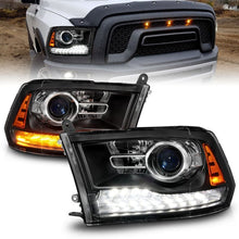 Load image into Gallery viewer, ANZO ANZ111609 ANZO 09-18 Dodge Ram 1500/2500/3500 LED Plank Style Headlights Switchback + Sequential - Matte Black
