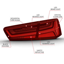 Load image into Gallery viewer, ANZO ANZ321353 ANZO 2012-2018 Audi A6 LED Taillight Black Housing Red/Clear Lens 4 pcs (Sequential Signal)
