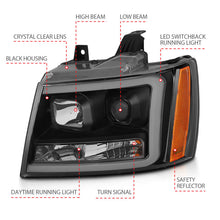 Load image into Gallery viewer, ANZO 07-14 Chevy Tahoe Projector Headlights w/ Plank Style Design Black w/ Amber Headlights ANZO
