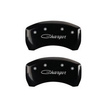Load image into Gallery viewer, MGP 4 Caliper Covers Engraved Front &amp; Rear Cursive/Charger Black finish silver ch Caliper Covers MGP
