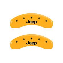 Load image into Gallery viewer, MGP 4 Caliper Covers Engraved Front &amp; Rear Jeep Yellow Finish Black Char 2004 Jeep Grand Cherokee Caliper Covers MGP
