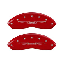 Load image into Gallery viewer, MGP 4 Caliper Covers Engraved Front &amp; Rear Style 2/Chrysler Wing Red finish silver ch Caliper Covers MGP
